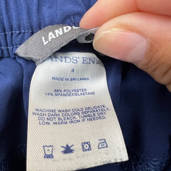 Lands' End Athletic Shorts Women's 4 Blue Pockets Athletic Swim Outdoors Hike - Picture 3 of 8